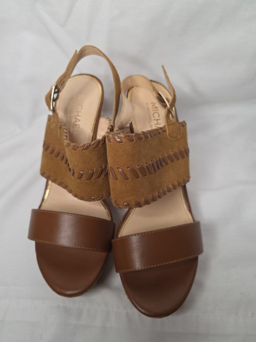 Michael Shannon Sybil leather and cork wedge sandals size 9 Good condition! - Picture 2 of 10